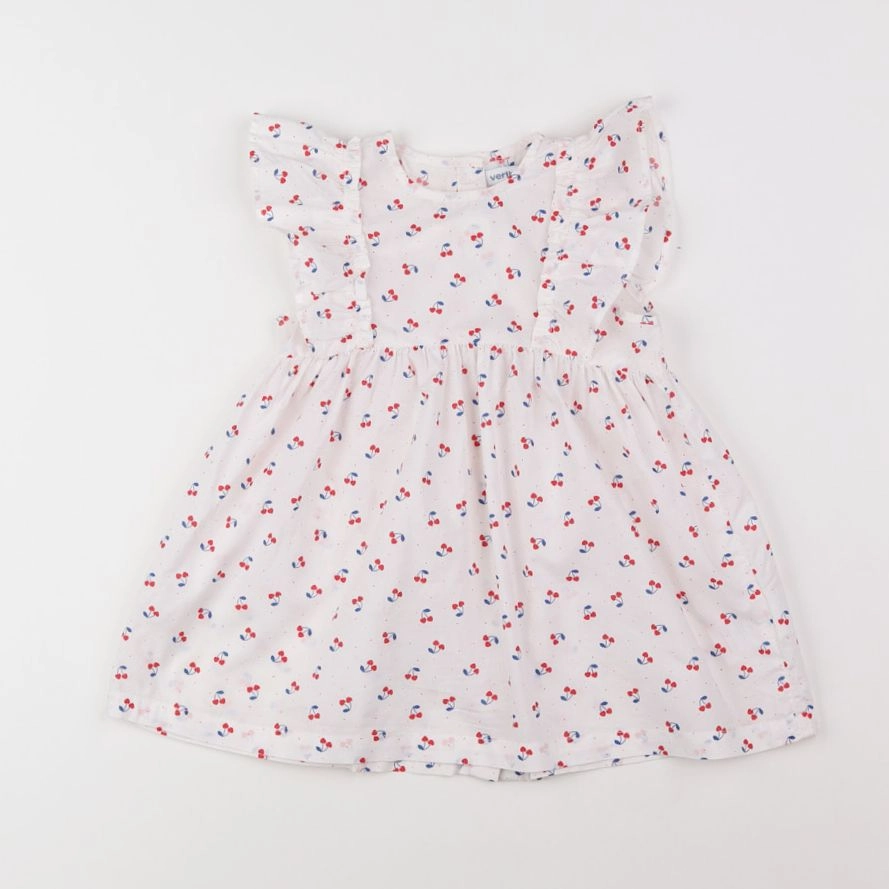 Vertbaudet - robe blanc, rouge - 18 mois